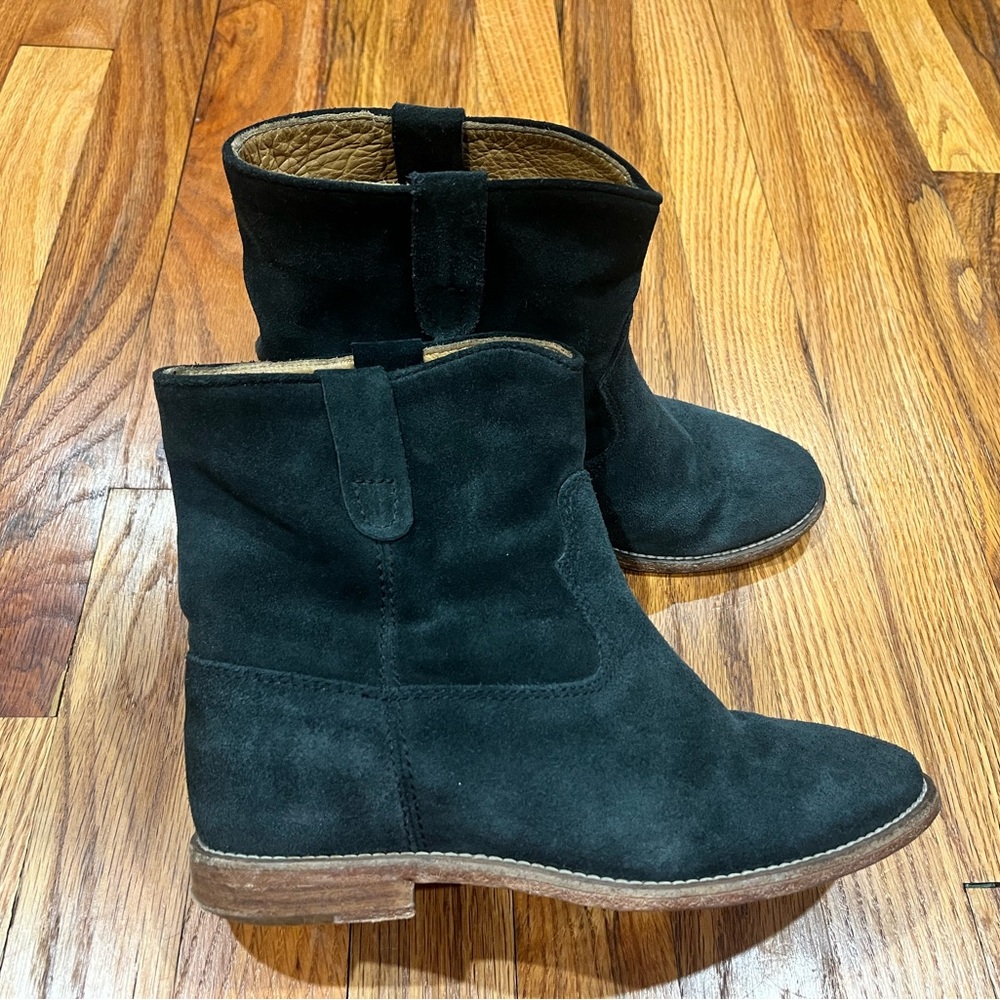 Women Isabel Marant Crisi hidden wedge ankle boot faded blacksuede,Size 37 Flaws - Picture 2 of 11